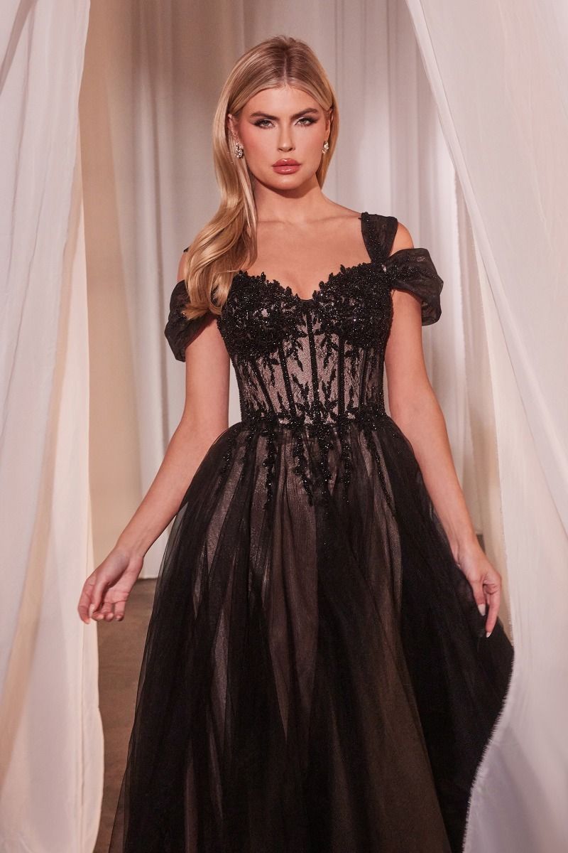 Black Off The Shoulder Ball Gown-2